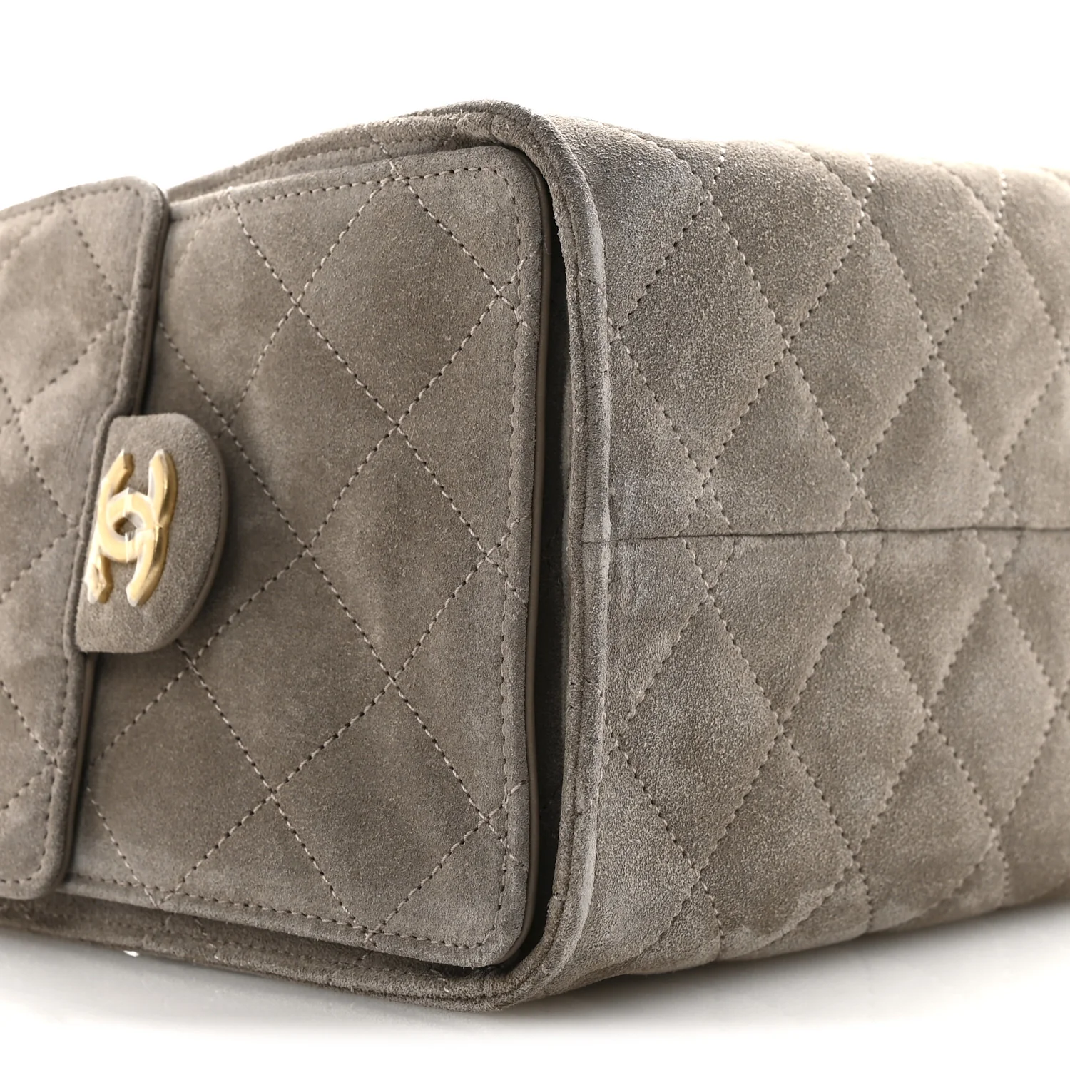 Suede Quilted Small Chanel 25 Handbag Dark Grey - Image 9