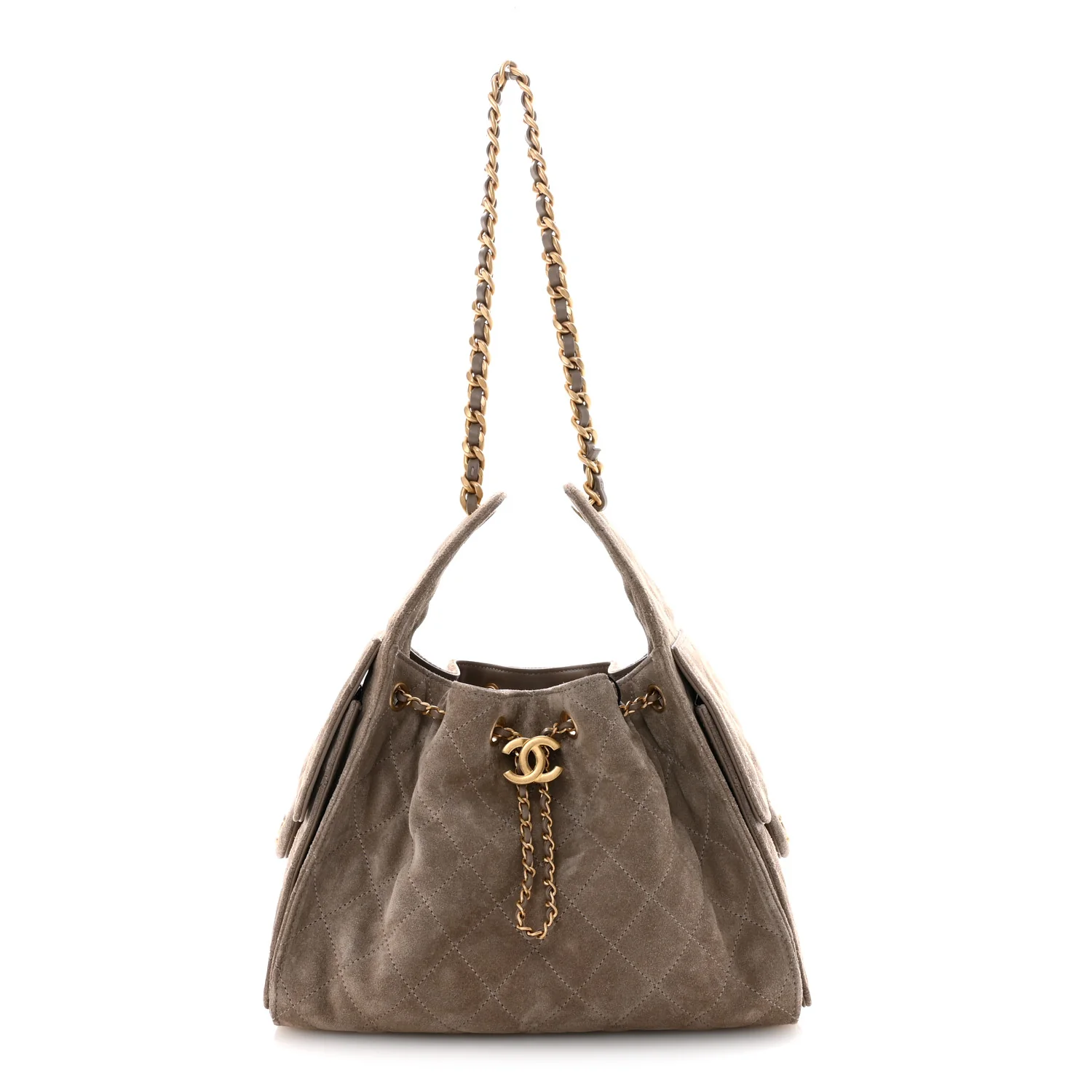 Suede Quilted Small Chanel 25 Handbag Dark Grey