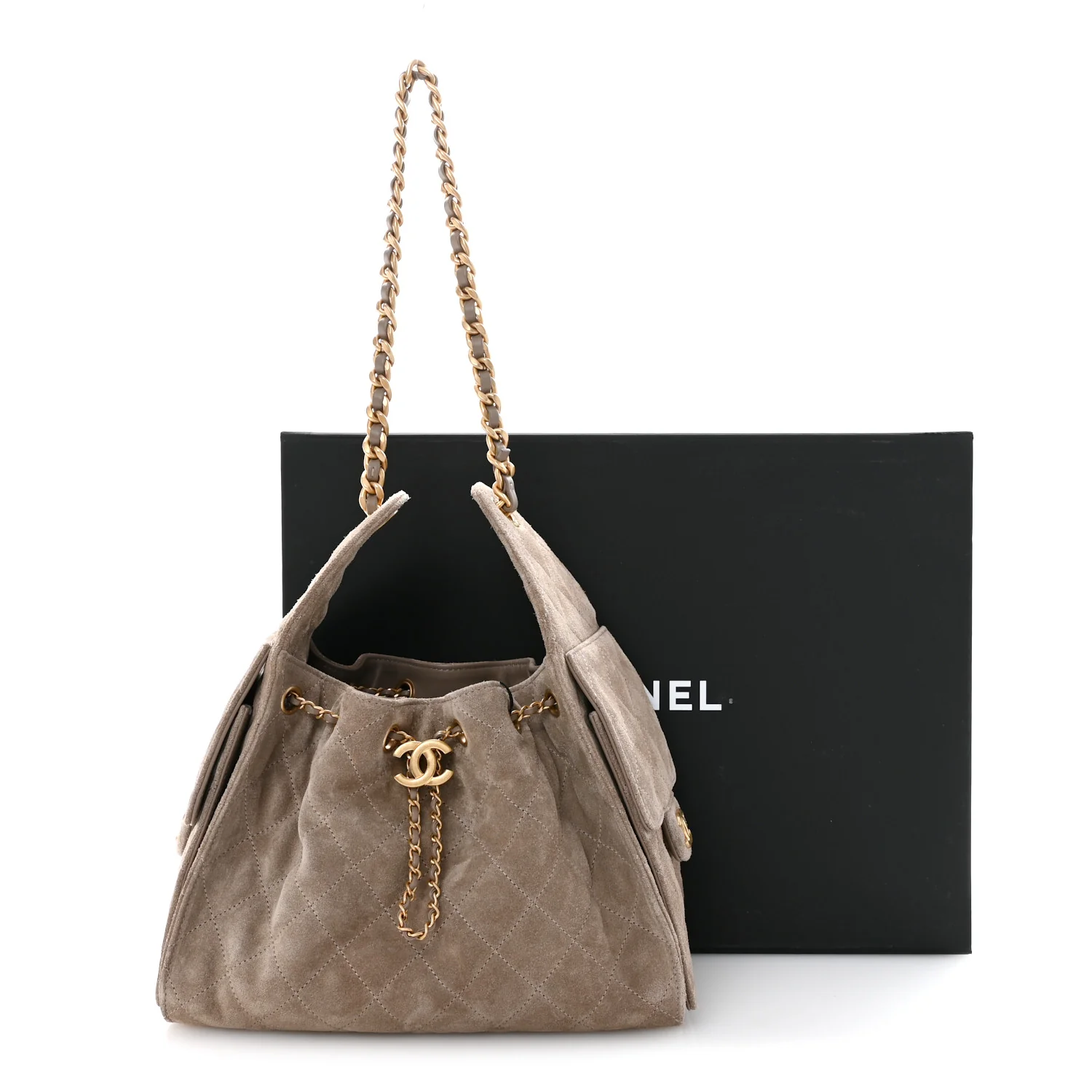 Suede Quilted Small Chanel 25 Handbag Dark Grey - Image 11