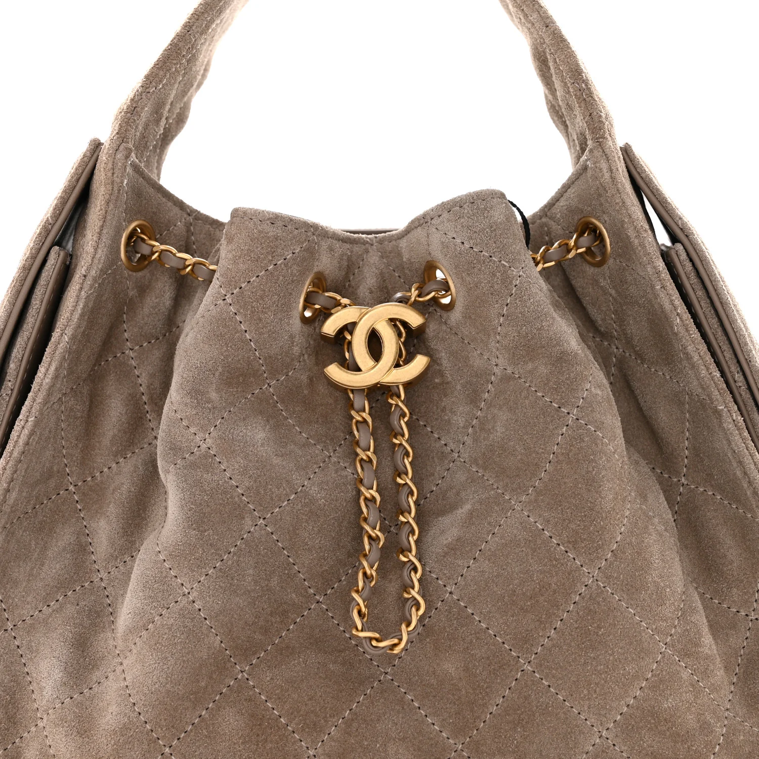 Suede Quilted Small Chanel 25 Handbag Dark Grey - Image 8