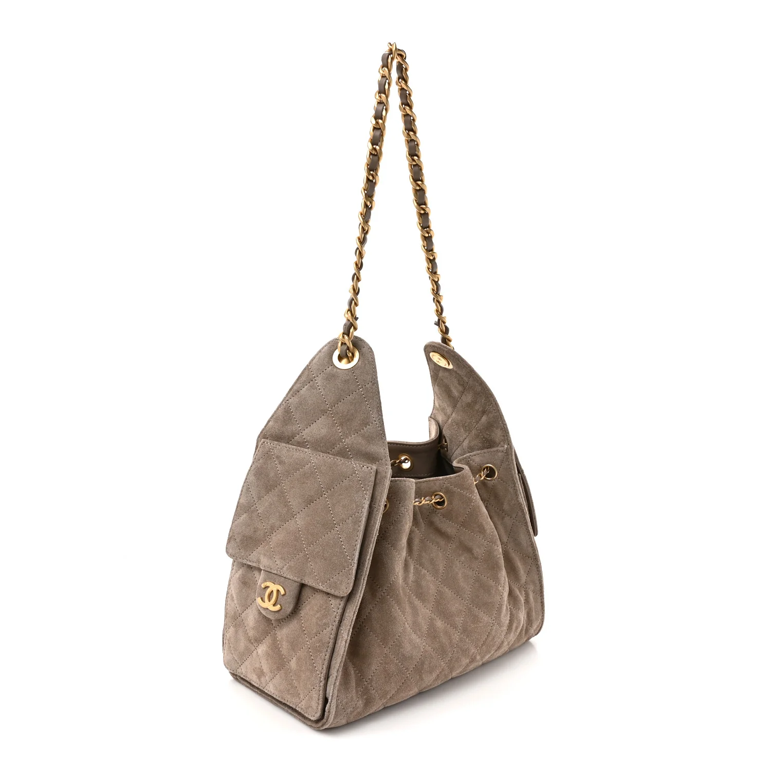 Suede Quilted Small Chanel 25 Handbag Dark Grey - Image 3