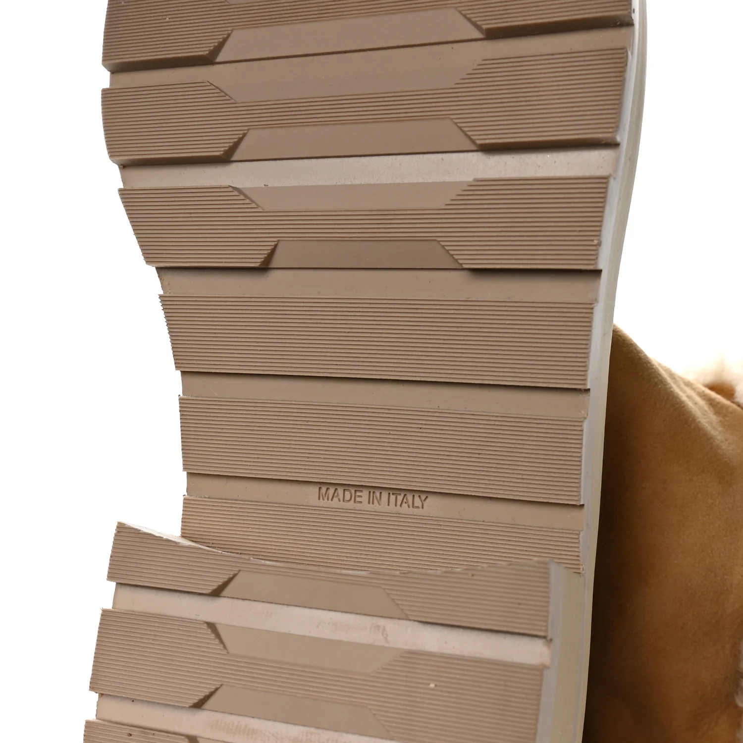 Suede Shearling Cap Toe Short Boots 38 Beige - Image 7