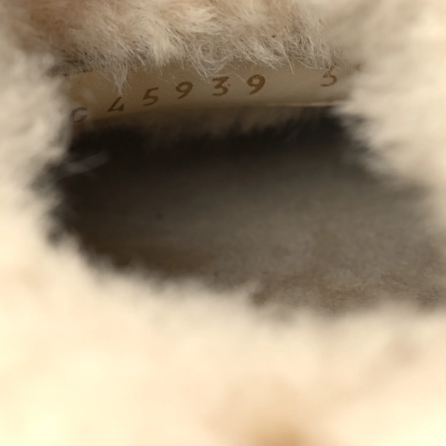 Suede Shearling CC Cap Toe Mules 38.5 Beige Black - Image 10