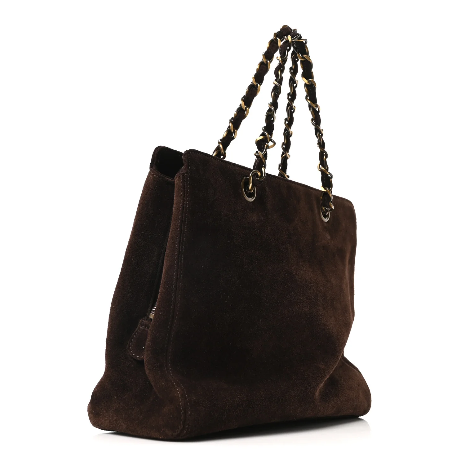 Suede Shopping Chain Tote Brown - Image 3