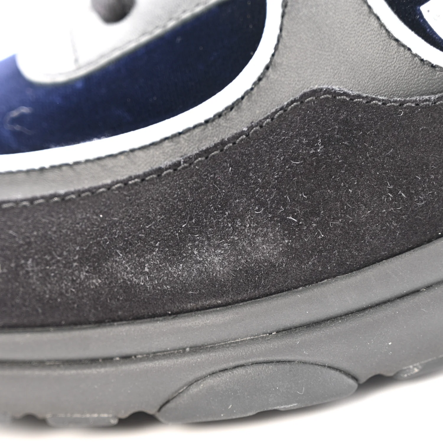 Suede Velvet Lambskin Mens CC Sneakers 44 Black Blue Silver - Image 10