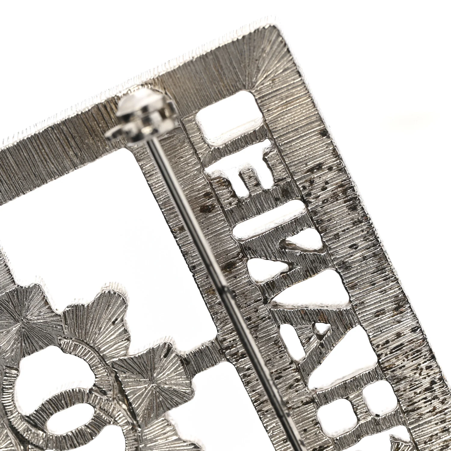 Swarovski Baguette Crystal CC Shield Brooch Silver - Image 4