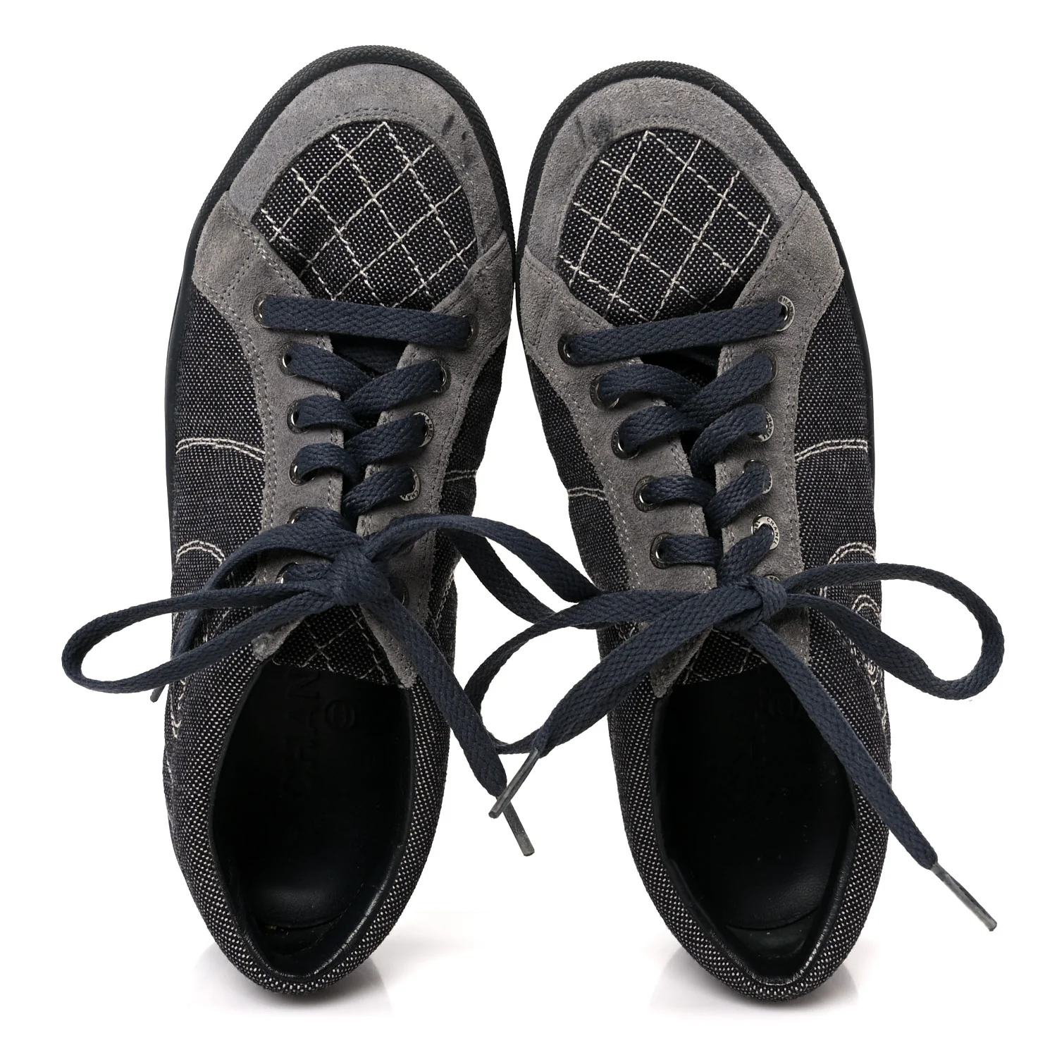 Toile Suede Calfskin CC Low Top Sneakers 36 Dark Grey - Image 2