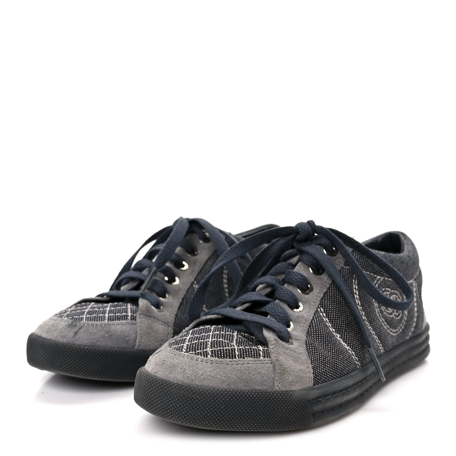 Toile Suede Calfskin CC Low Top Sneakers 36 Dark Grey - Image 4