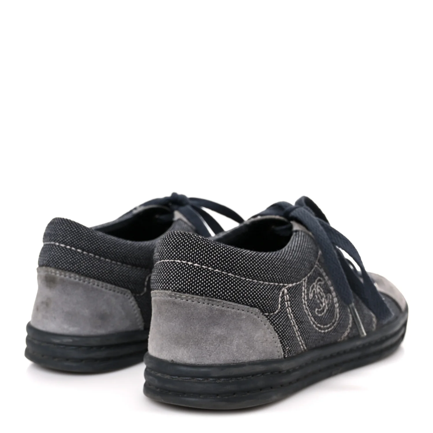 Toile Suede Calfskin CC Low Top Sneakers 36 Dark Grey - Image 5