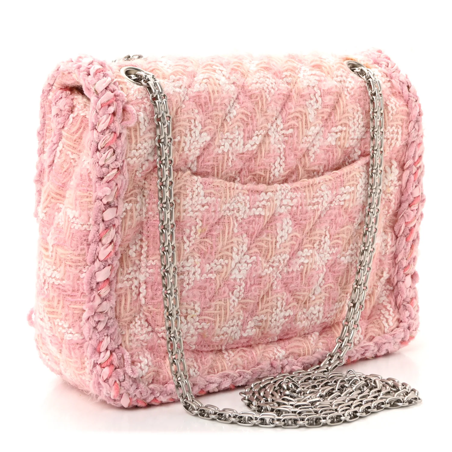 Tweed Braid Mini Reissue Square Flap Pink White - Image 3