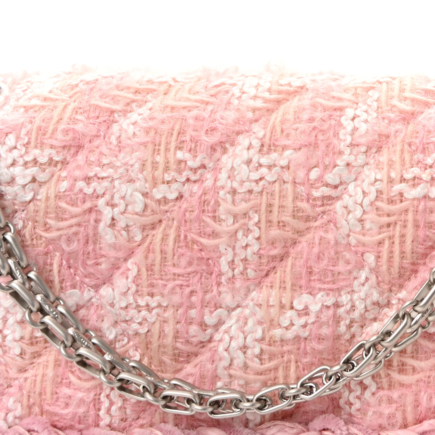 Tweed Braid Mini Reissue Square Flap Pink White - Image 8