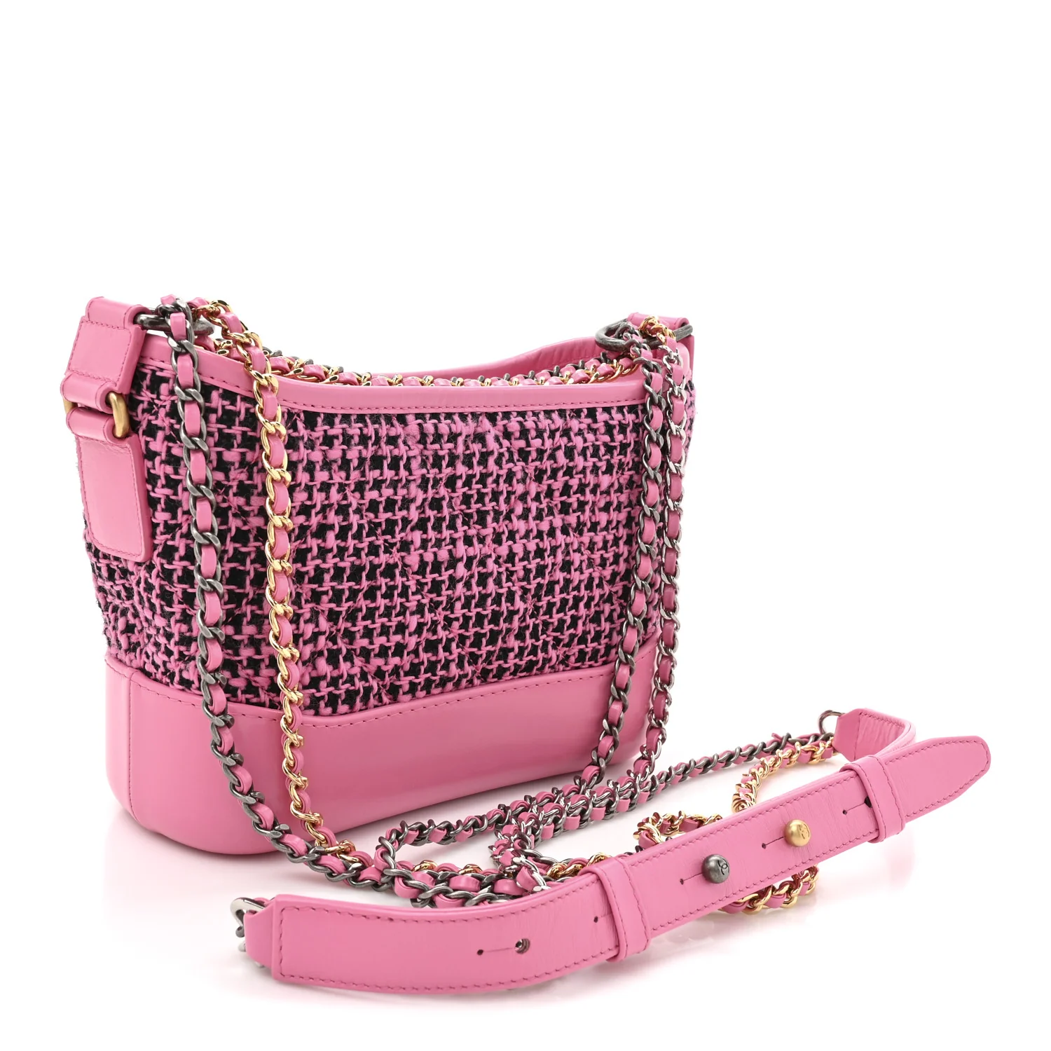 Tweed Calfskin Small Gabrielle Hobo Pink - Image 3