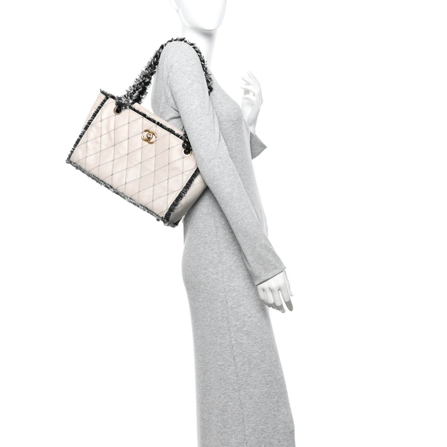 Tweed Calfskin Tweedy Shopping Tote Beige - Image 2