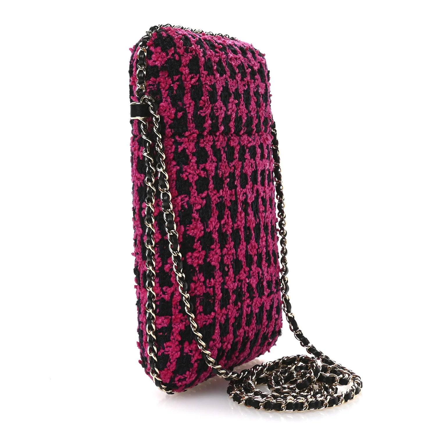 Tweed Chain Around Phone Holder Pink - Image 3