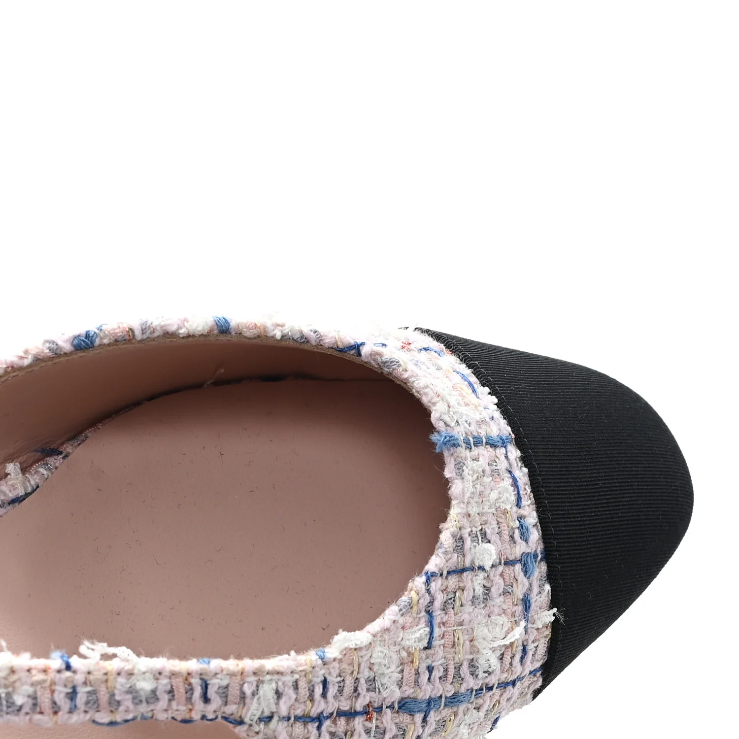 Tweed Grosgrain Cap Toe CC Slingback Flat 38.5 Pink Multicolor - Image 10
