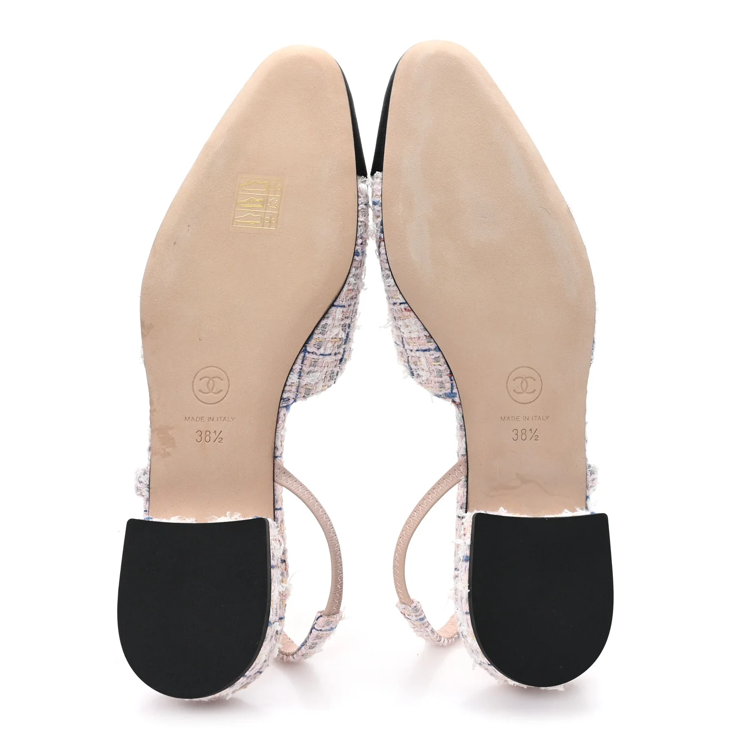 Tweed Grosgrain Cap Toe CC Slingback Flat 38.5 Pink Multicolor - Image 6