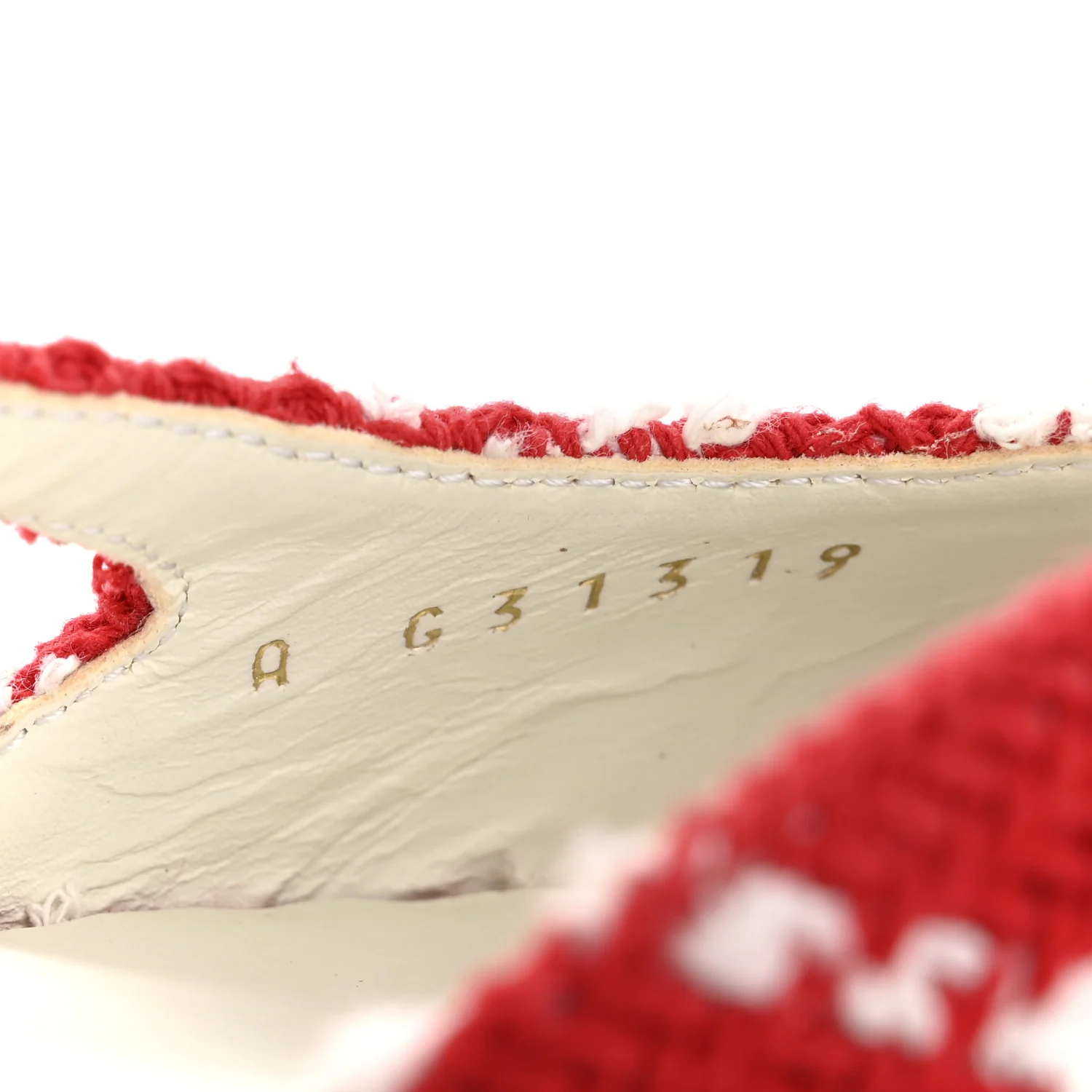 Tweed Grosgrain Cap Toe CC Slingback Flats 36 Red White - Image 11
