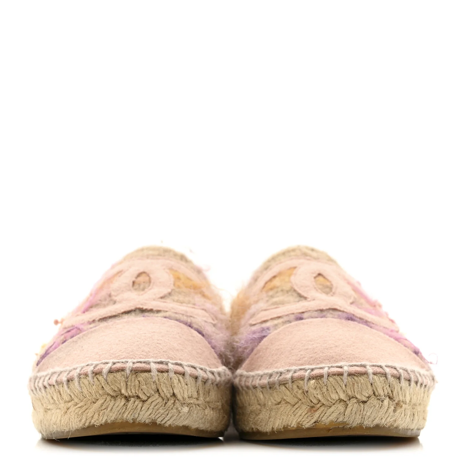 Tweed Grosgrain CC Espadrilles 38 Beige Pink Peach - Image 3