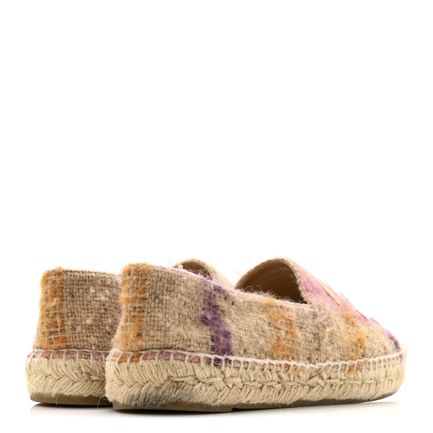 Tweed Grosgrain CC Espadrilles 38 Beige Pink Peach - Image 5