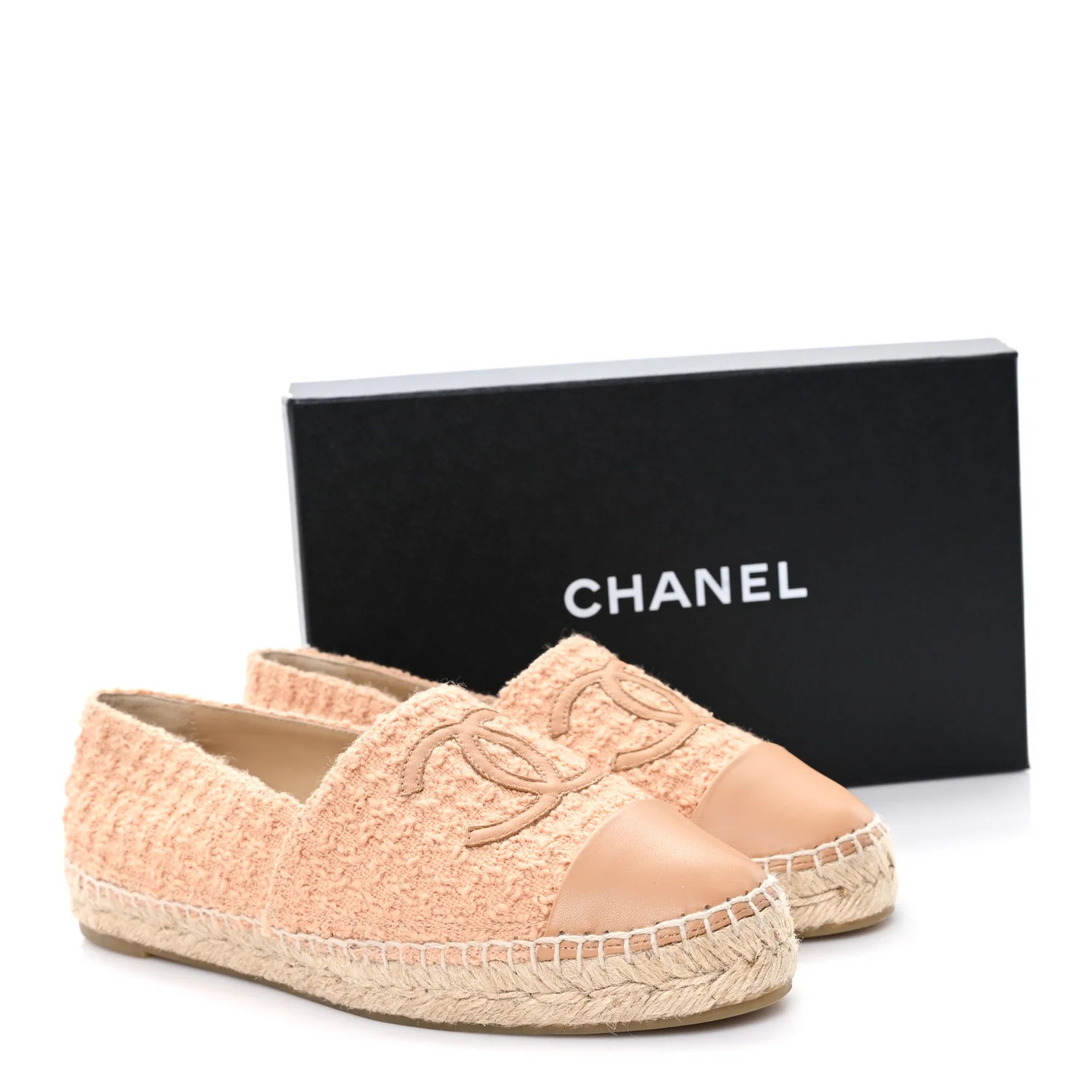 Tweed Lambskin CC Espadrilles 40 Dark Beige Light Brown - Image 10