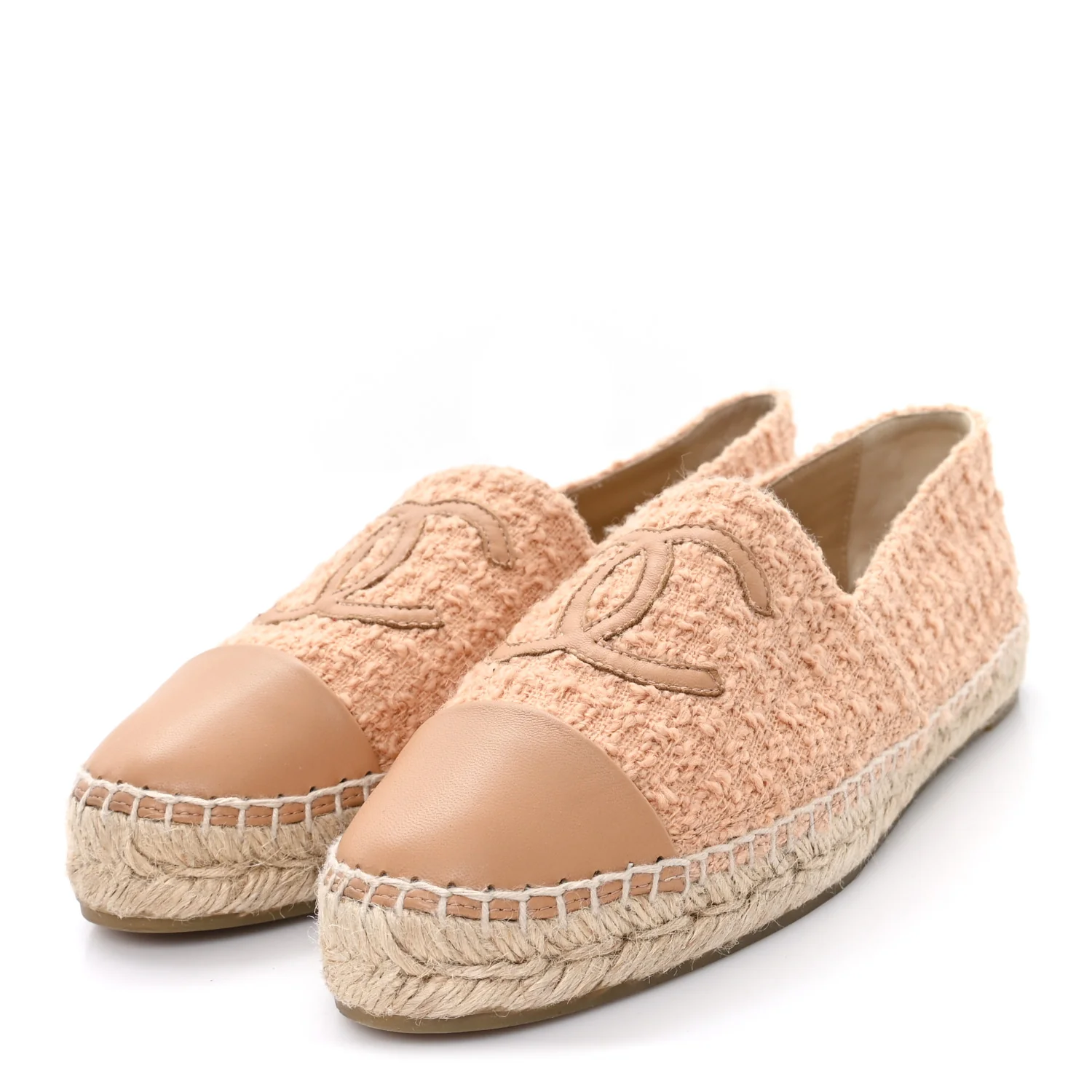 Tweed Lambskin CC Espadrilles 40 Dark Beige Light Brown - Image 4