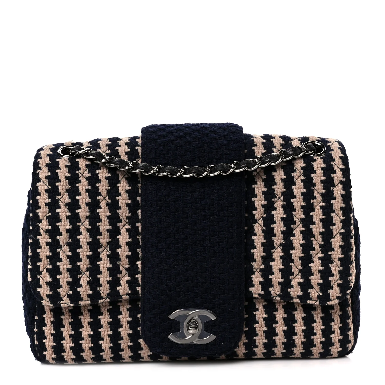 Tweed Medium Elementary Chic Flap Blue Beige