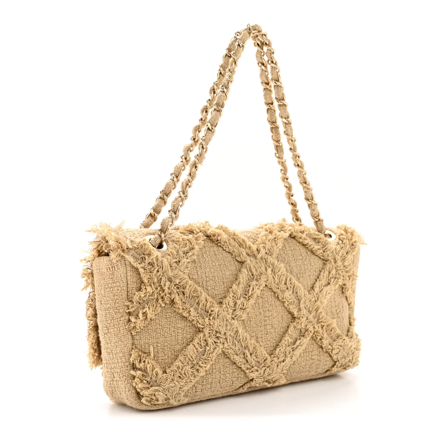 Tweed Nature Medium Single Flap Dark Beige - Image 5