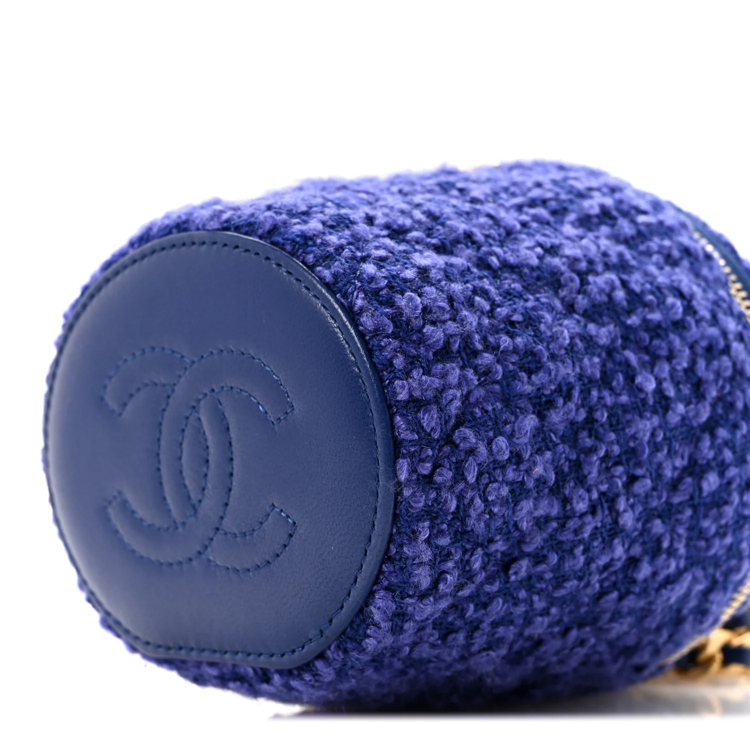 Tweed Quilted Afternoon Tea Top Handle Vanity Case With Chain Purple - Image 10