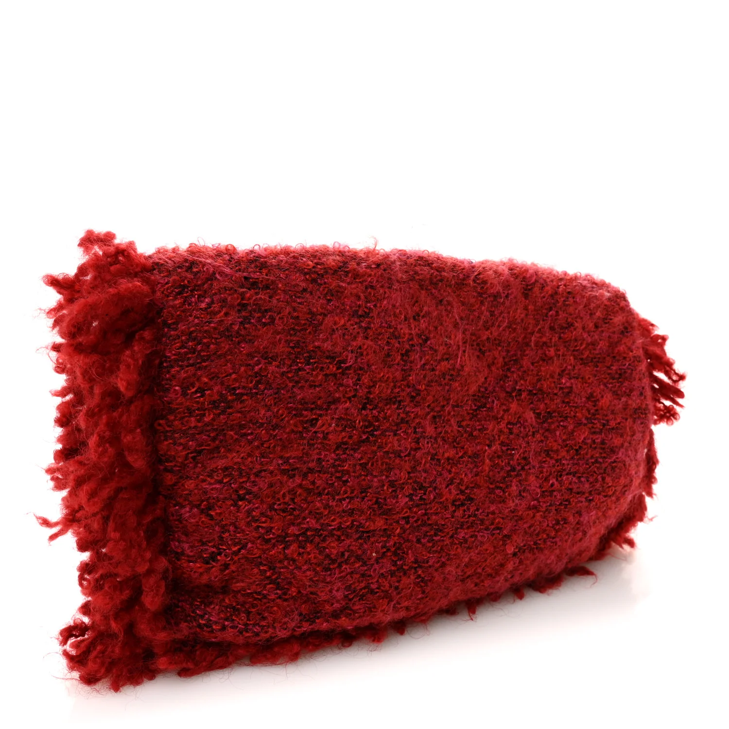 Tweed Quilted Fringe Clutch Red - Image 3