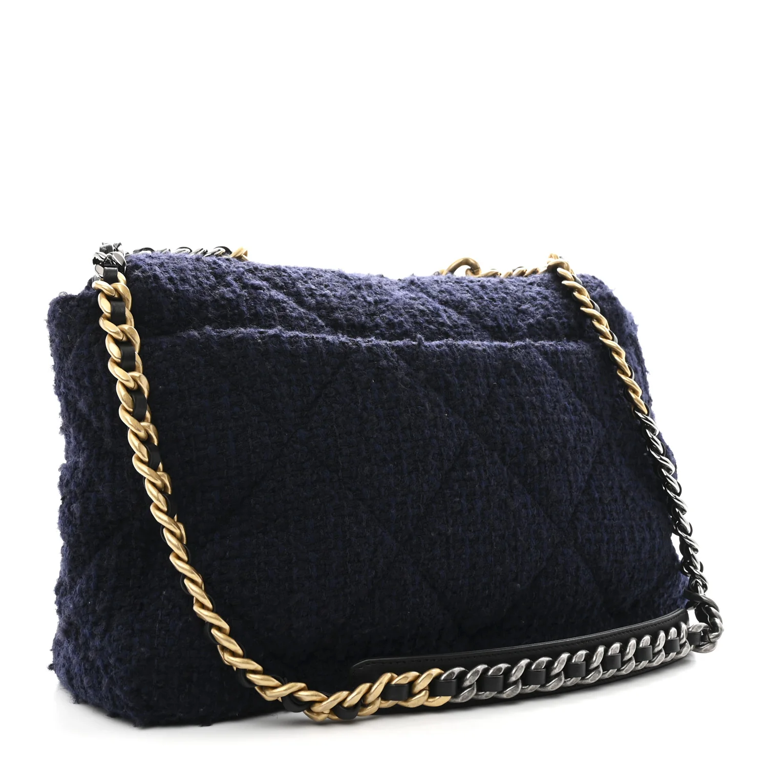 Tweed Quilted Maxi Chanel 19 Flap Navy - Image 3