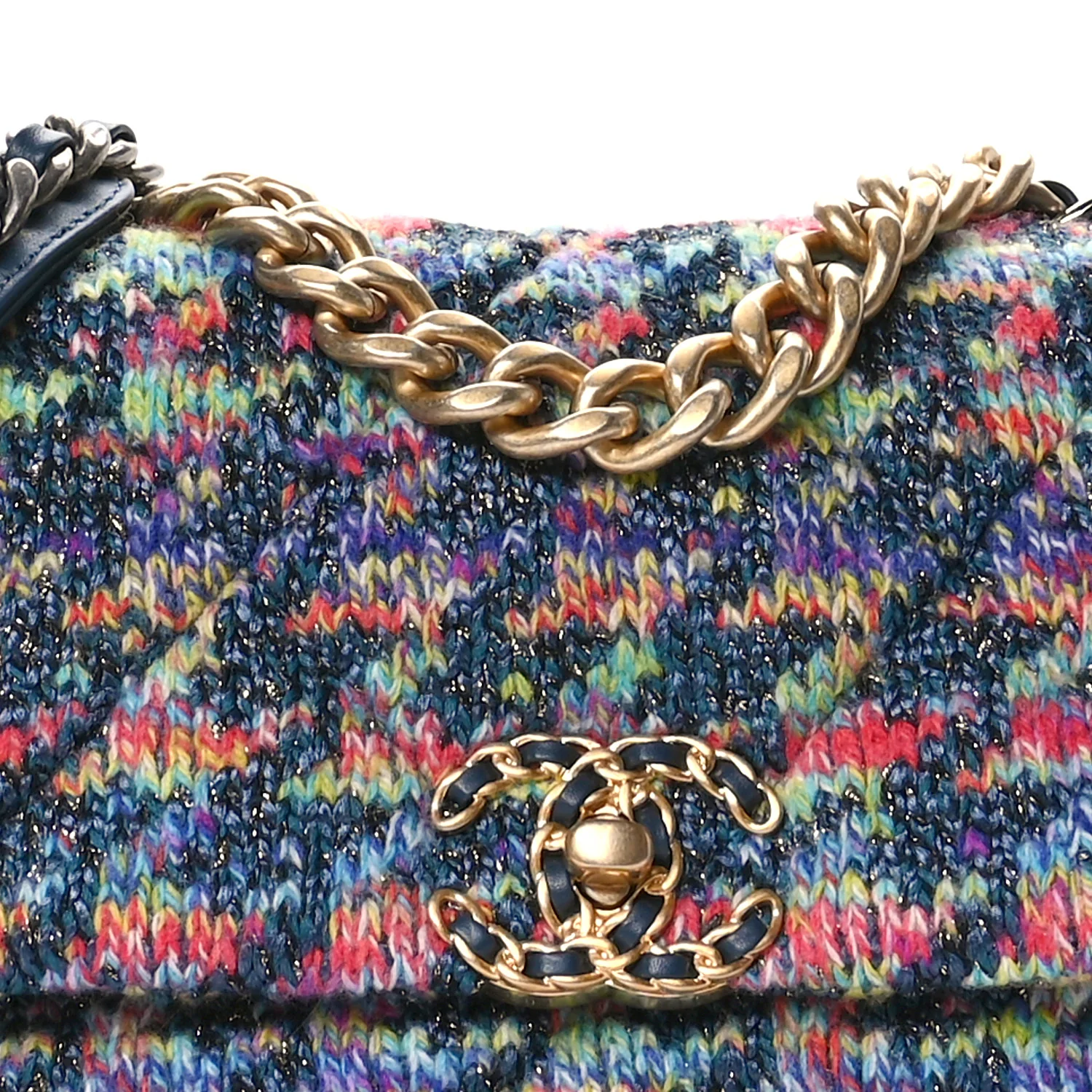 Tweed Quilted Medium Chanel 19 Flap Dark Multicolor - Image 8