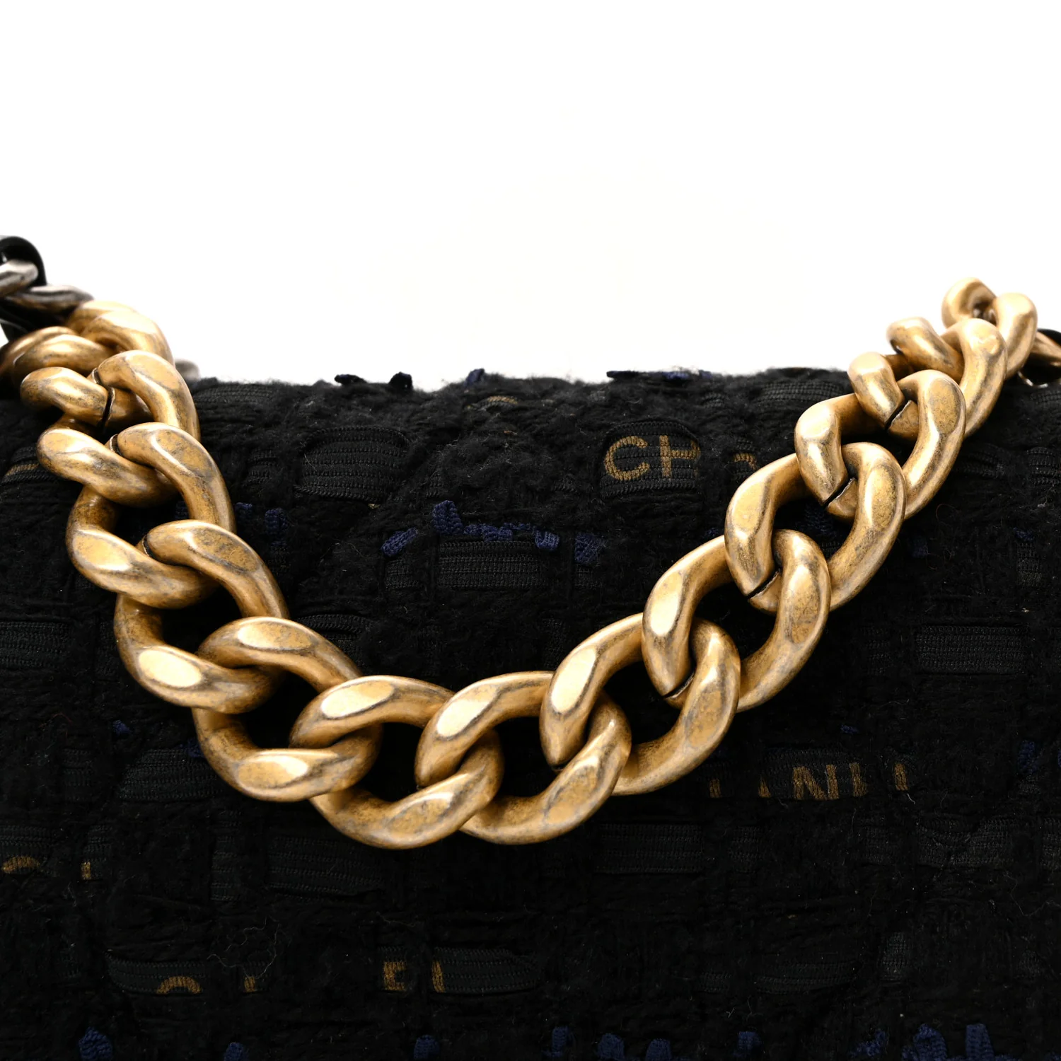 Tweed Quilted Medium Chanel 19 Flap Navy Blue Black - Image 8