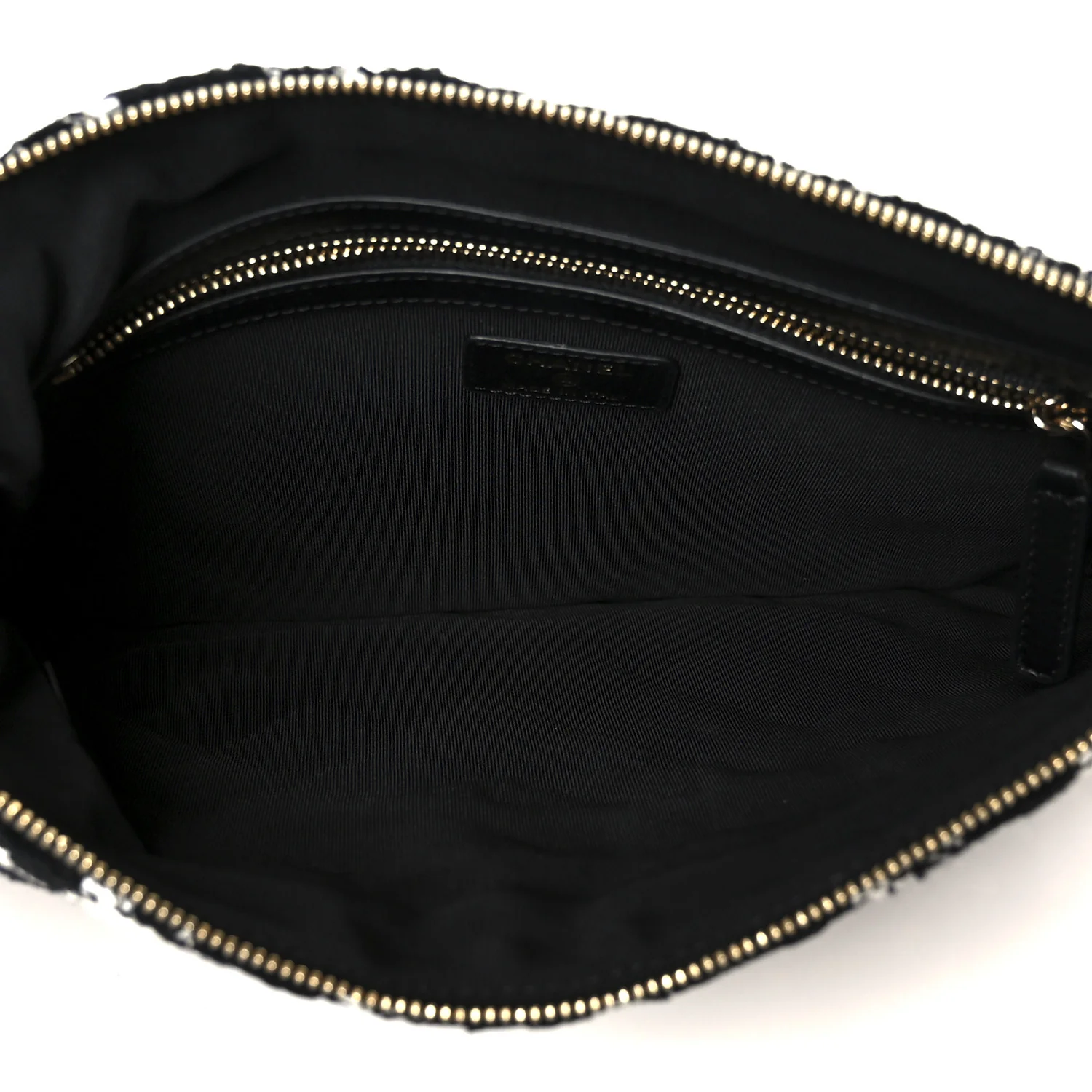Tweed Quilted Medium Cosmetic Pouch Black Ecru White - Image 5