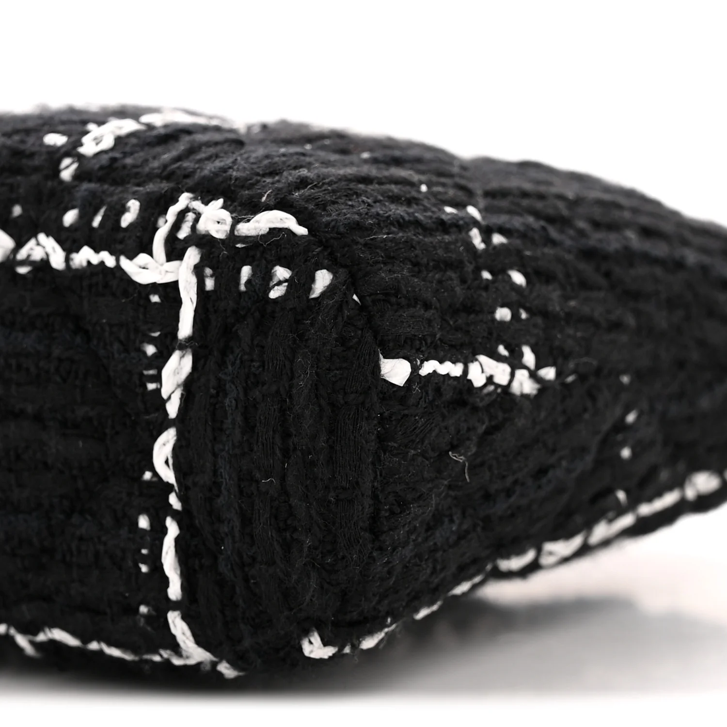 Tweed Quilted Mini Clutch With Chain Black White - Image 10