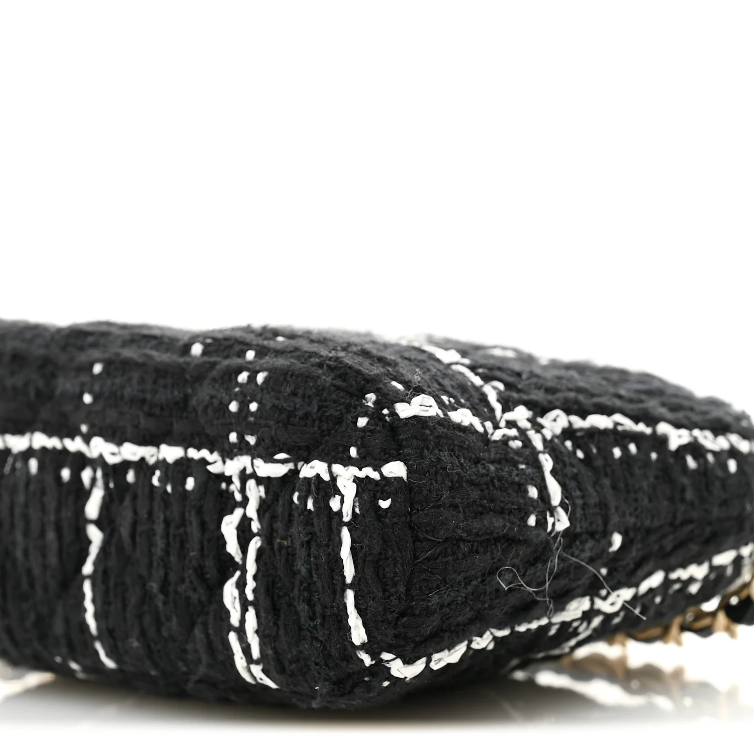 Tweed Quilted Mini Clutch With Chain Black White - Image 10