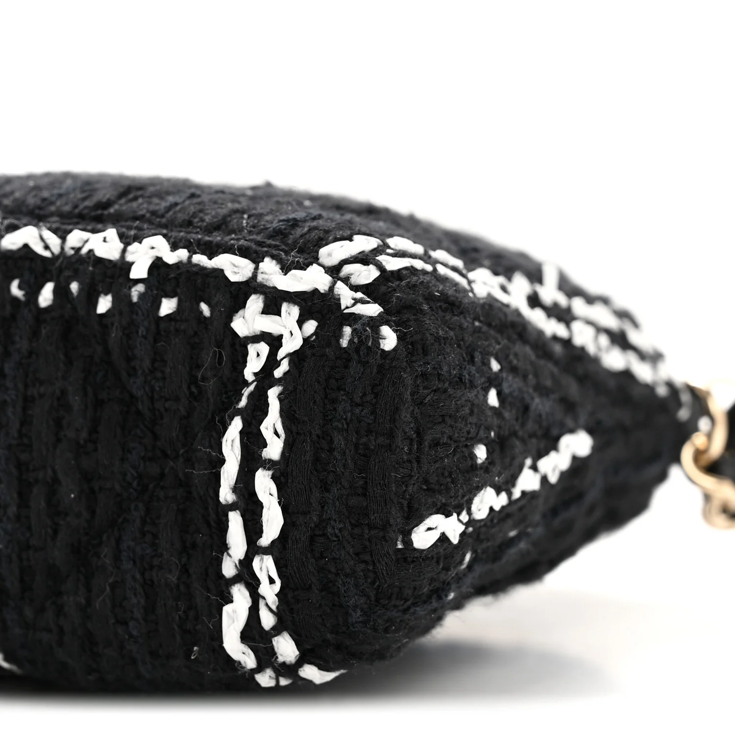 Tweed Quilted Mini Clutch With Chain Black White - Image 28