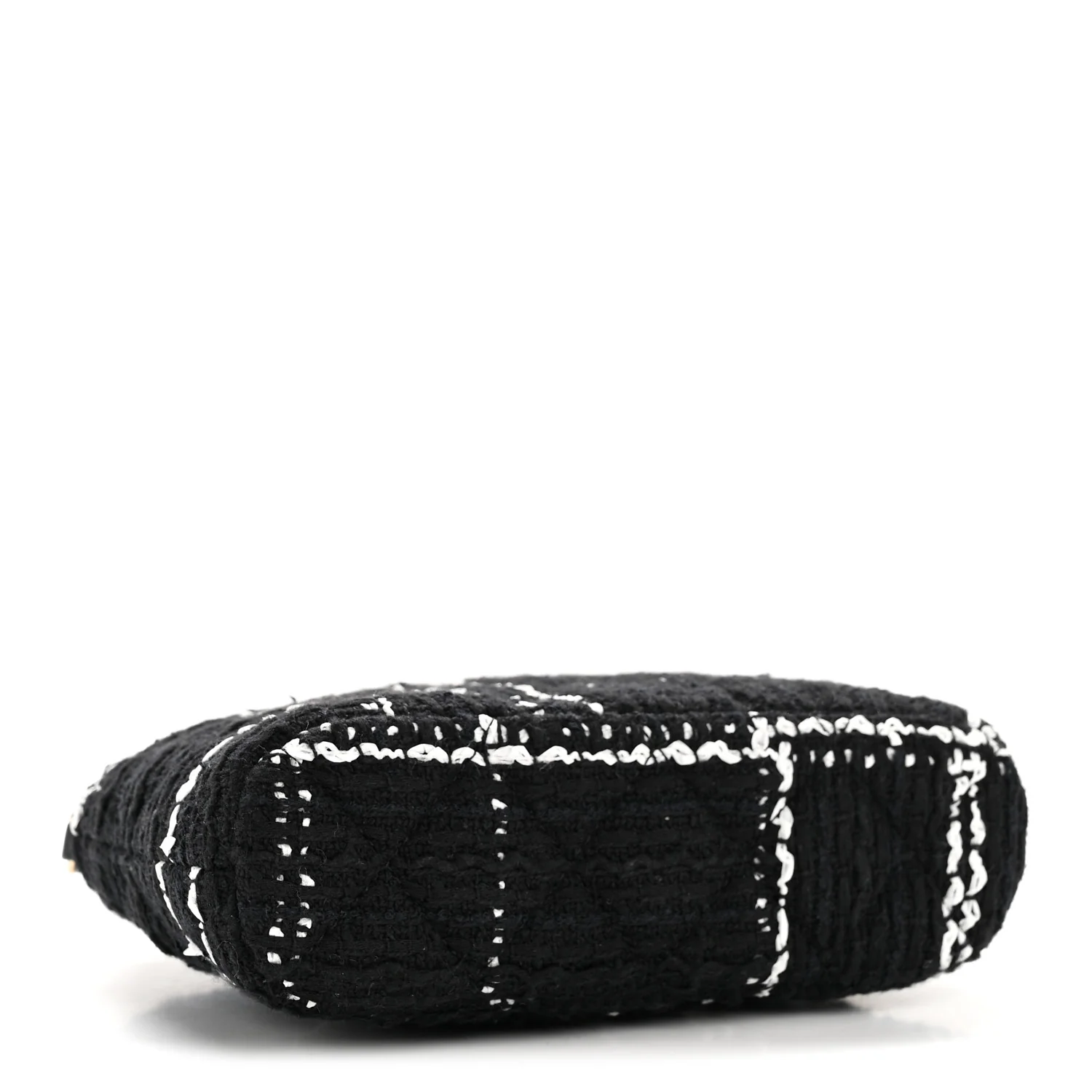 Tweed Quilted Mini Clutch With Chain Black White - Image 9