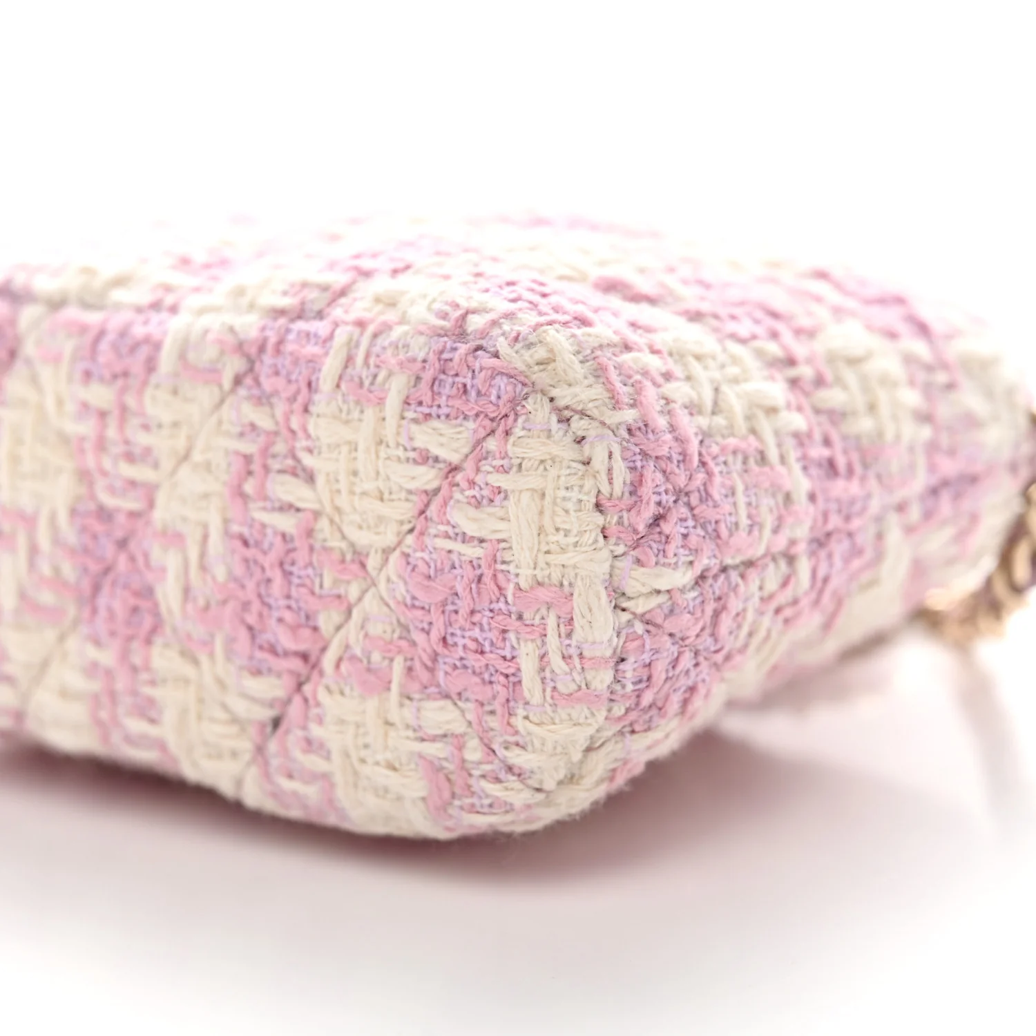 Tweed Quilted Mini Clutch With Chain Pink - Image 11