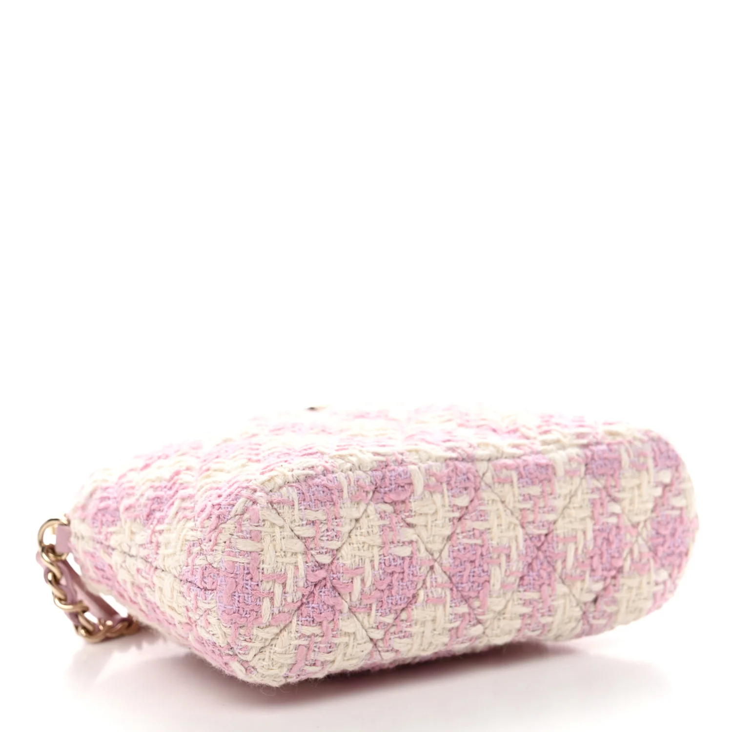 Tweed Quilted Mini Clutch With Chain Pink - Image 4