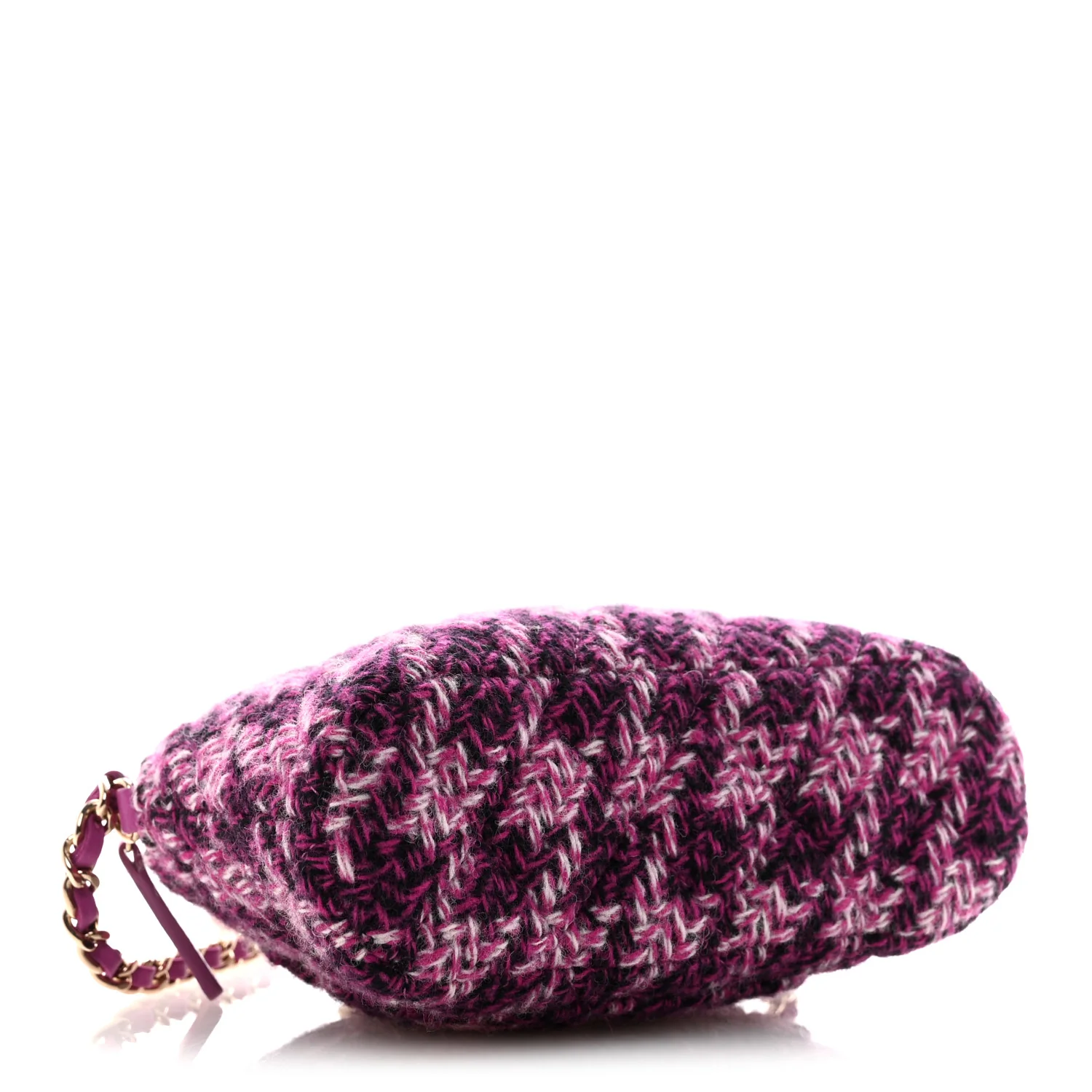 Tweed Quilted Mini Clutch With Chain Purple - Image 4