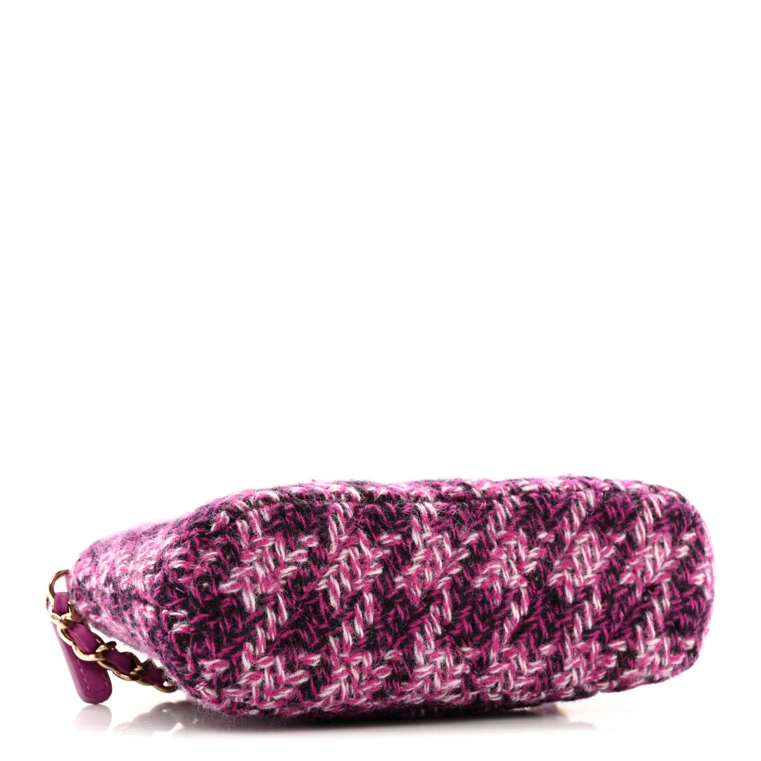 Tweed Quilted Mini Clutch With Chain Purple - Image 4