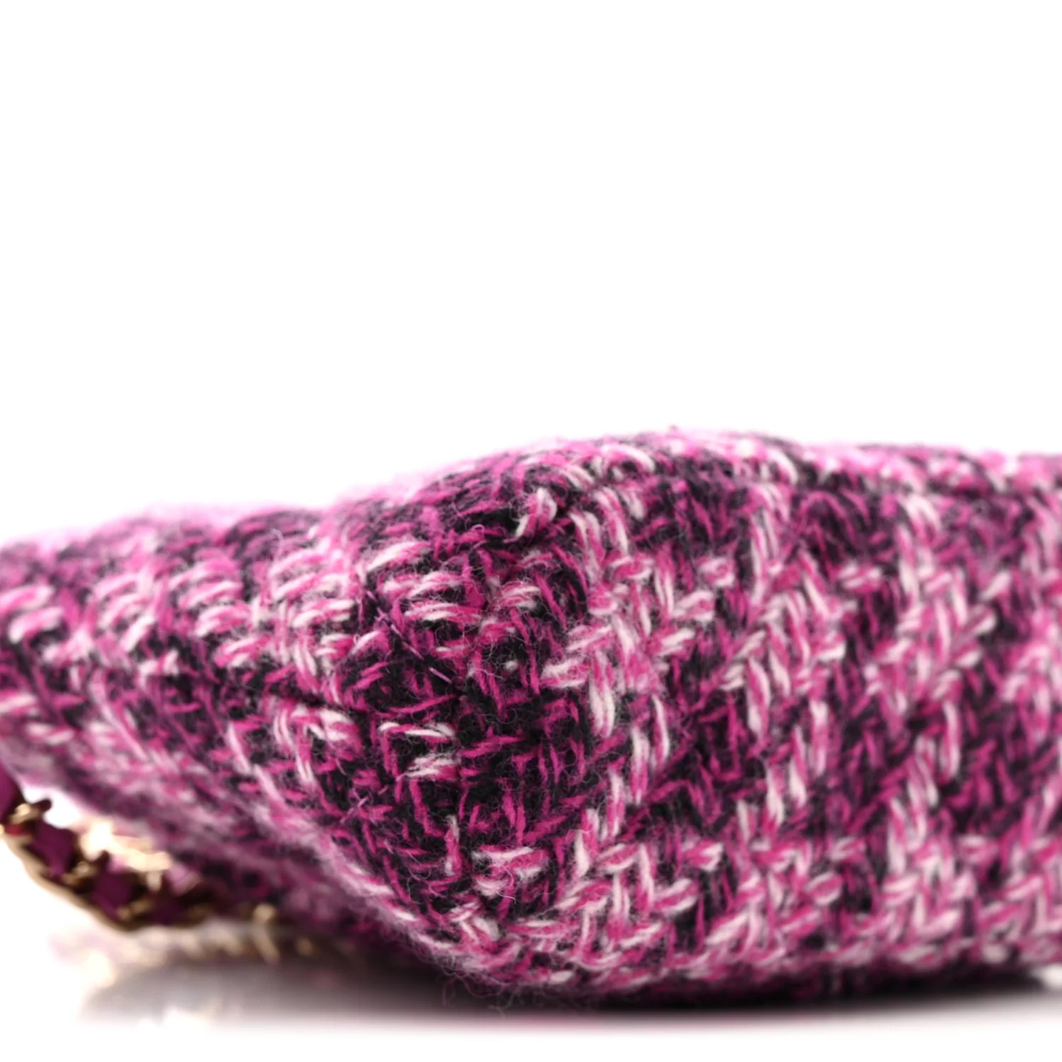Tweed Quilted Mini Clutch With Chain Purple - Image 9