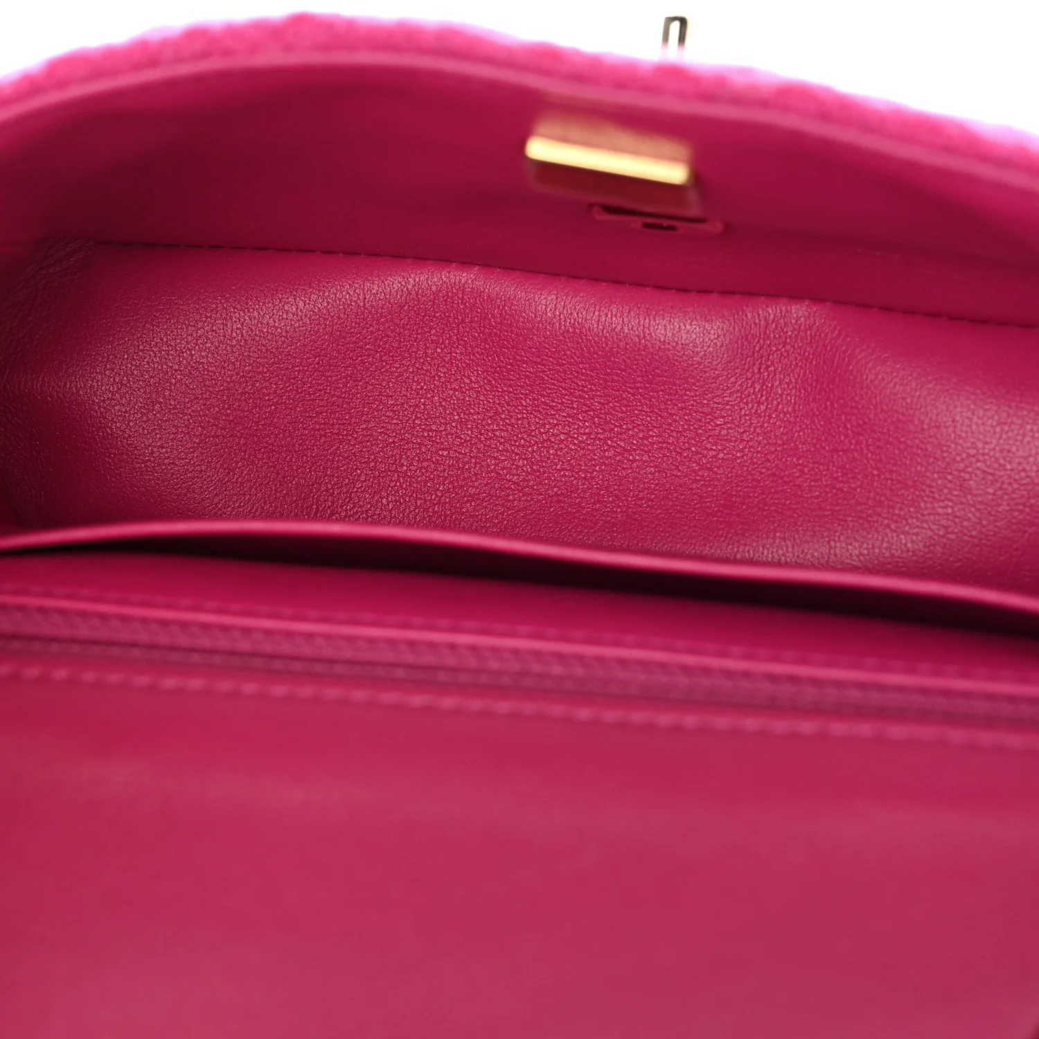 Tweed Quilted Mini Rectangular Flap Fuchsia - Image 5