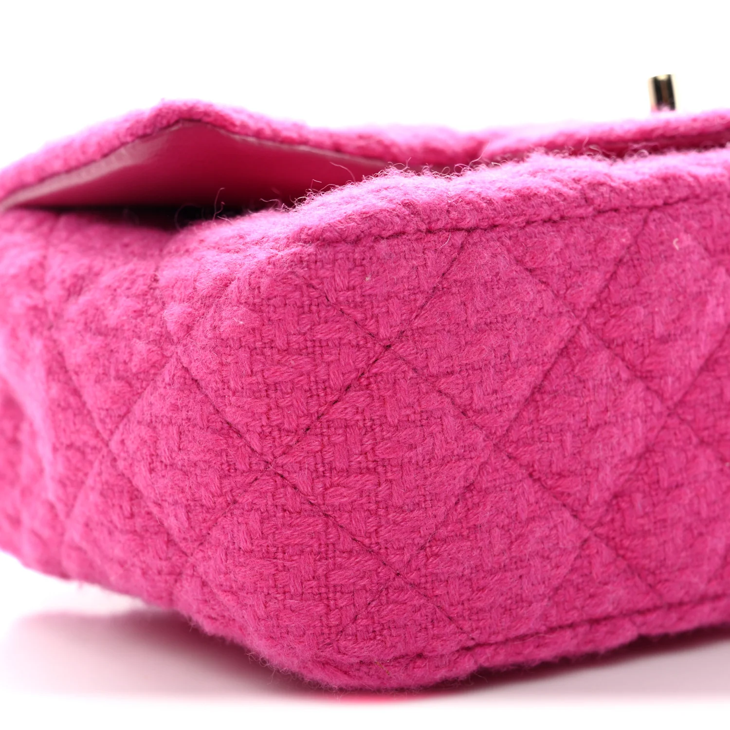 Tweed Quilted Mini Rectangular Flap Fuchsia - Image 9