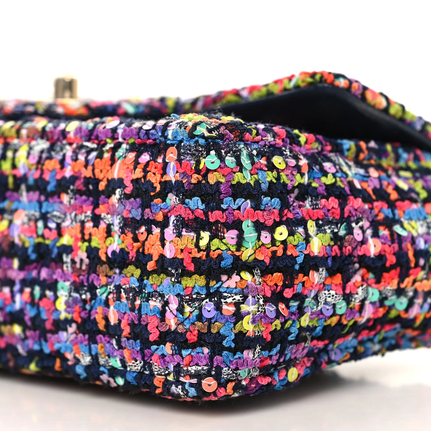 Tweed Quilted Mini Rectangular Flap Navy Blue Multicolor - Image 10