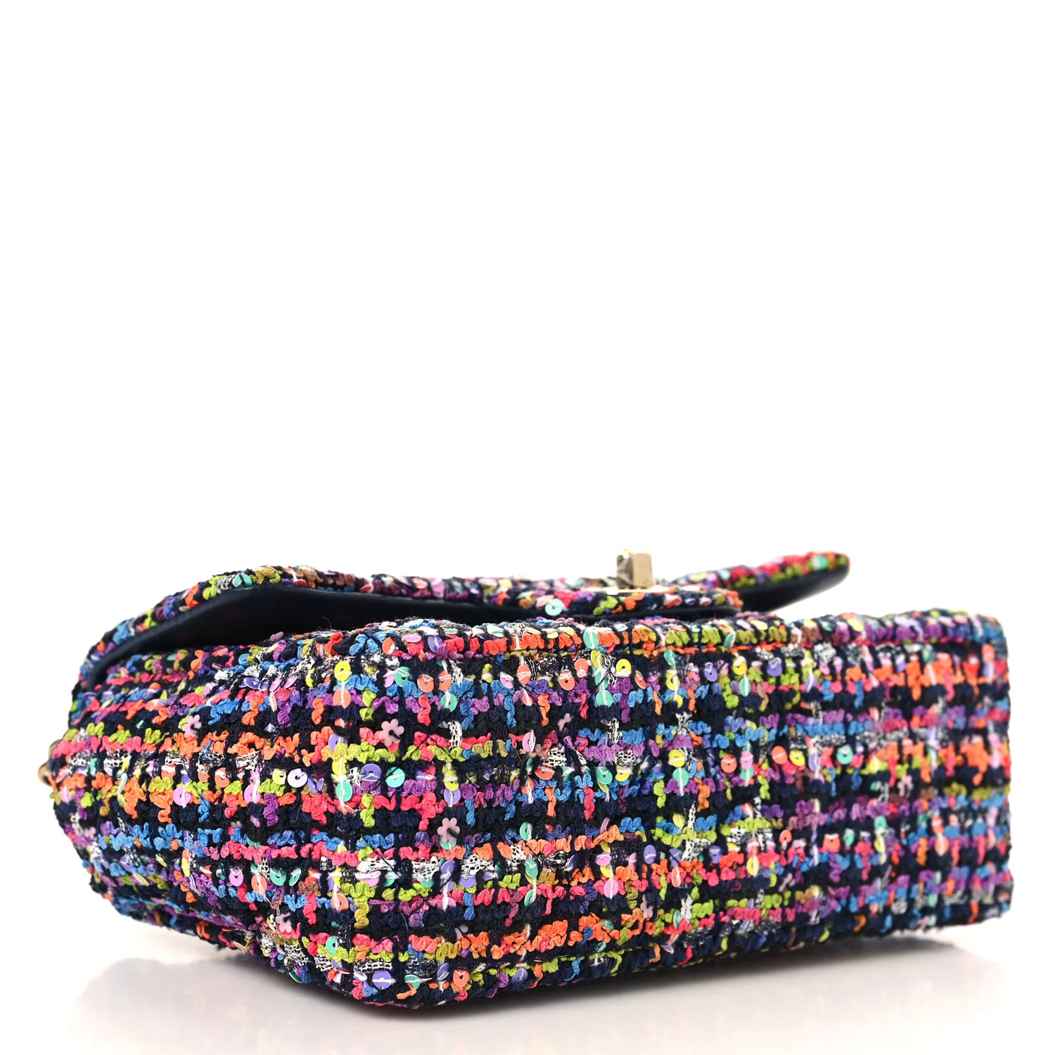 Tweed Quilted Mini Rectangular Flap Navy Blue Multicolor - Image 4