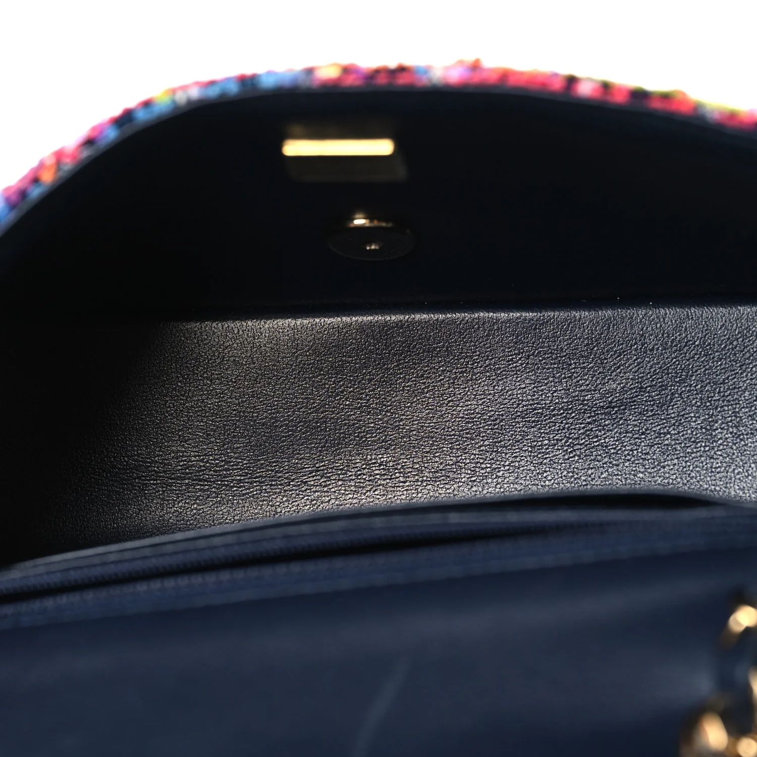 Tweed Quilted Mini Rectangular Flap Navy Blue Multicolor - Image 5