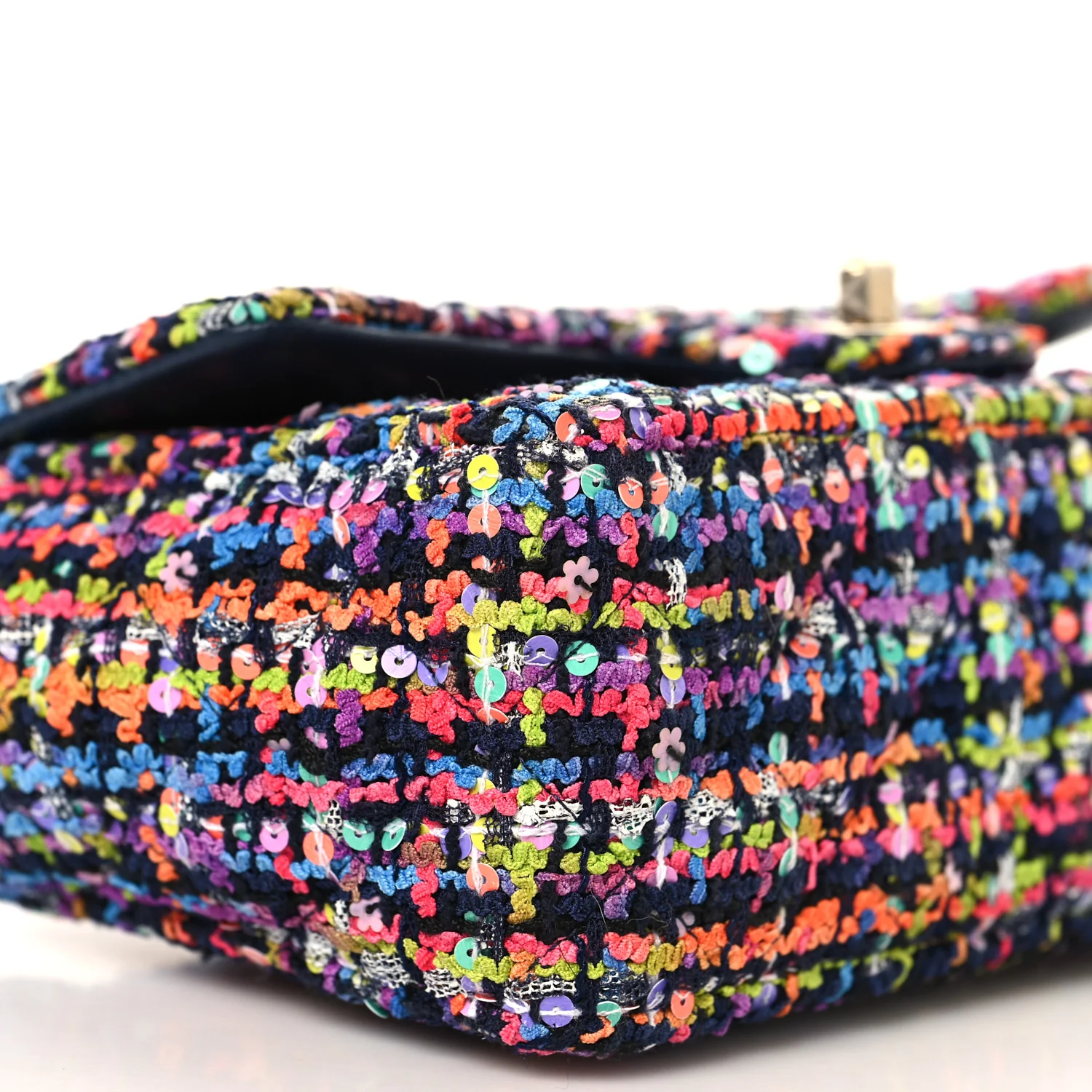 Tweed Quilted Mini Rectangular Flap Navy Blue Multicolor - Image 9