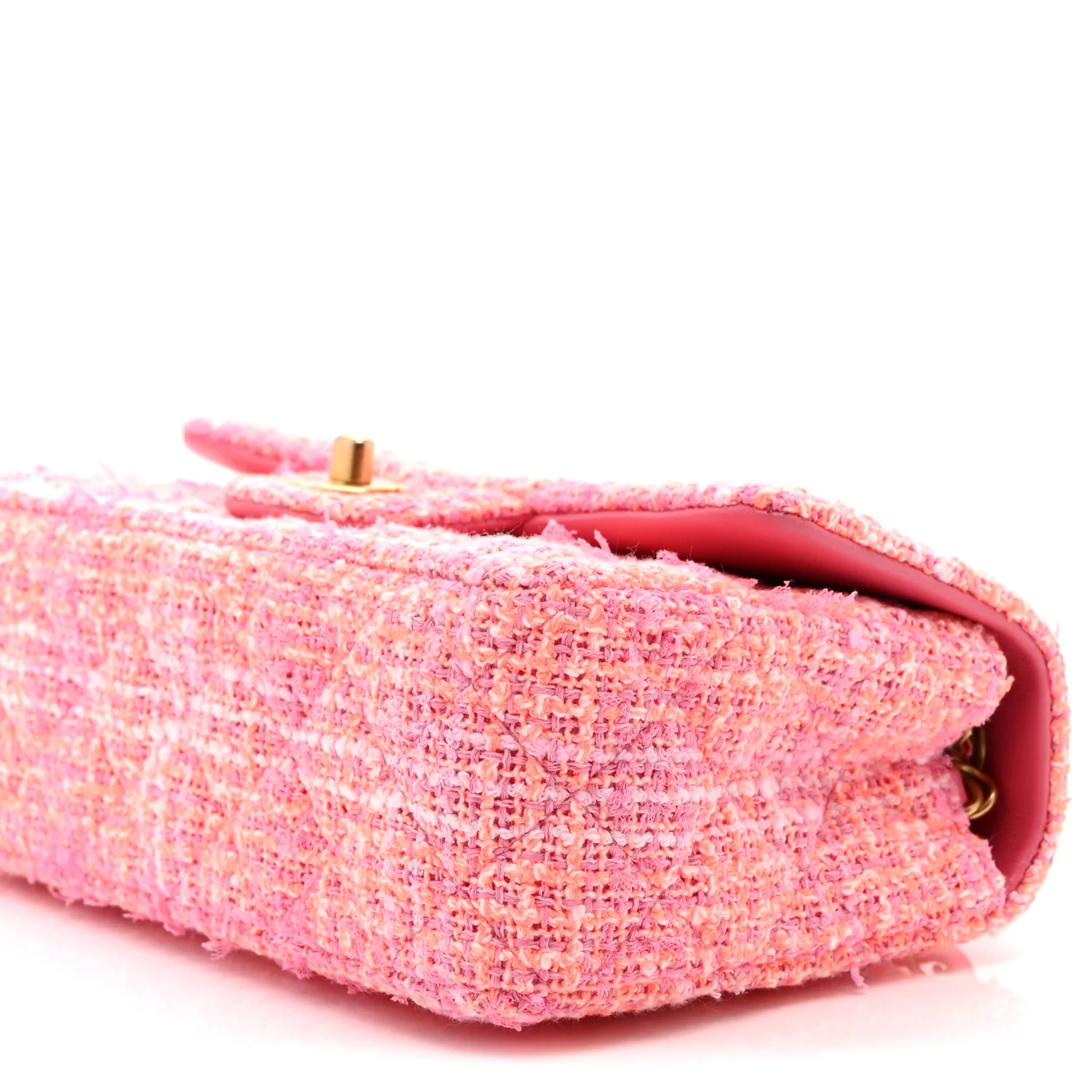 Tweed Quilted Mini Rectangular Flap Pink Orange White - Image 10