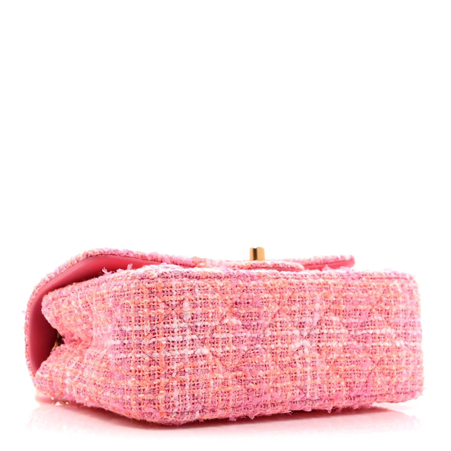 Tweed Quilted Mini Rectangular Flap Pink Orange White - Image 4